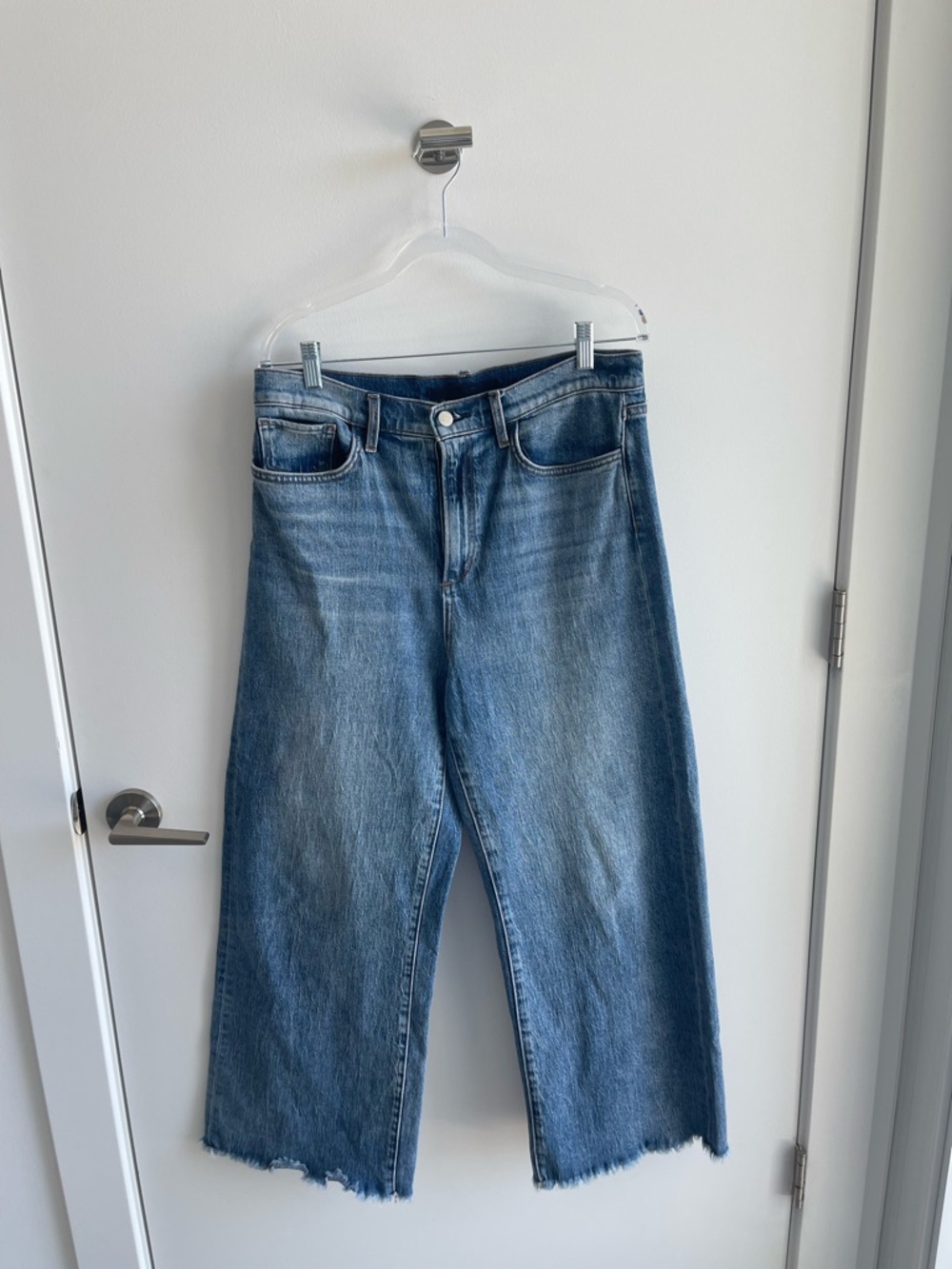 Joes The Mia High Rise Wide Leg Raw Hem Blue Denim Jeans